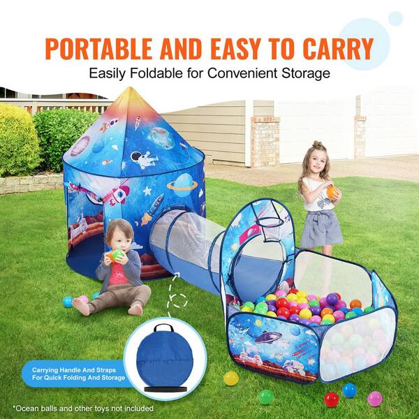 3 in 1 Kids Pop up Play Tent Crawl Tunnel Set Ball Pit Tent Playhouse Indoor Outdoor Toys