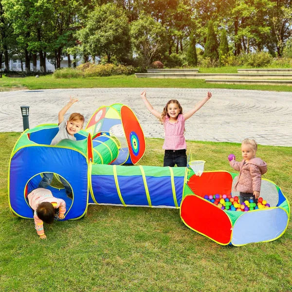3 in 1 Kids Pop up Play Tent Crawl Tunnel Set Ball Pit Tent Playhouse Indoor Outdoor Toys